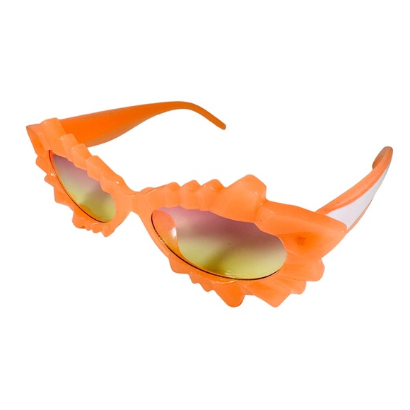 Ice Queen Jagged Tangerine orange Cat Eye pop art Sunglasses - Picture 3 of 6